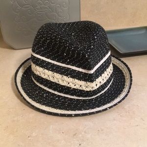Womens Teen Fidora Hat Black Sequin Crochet Rim